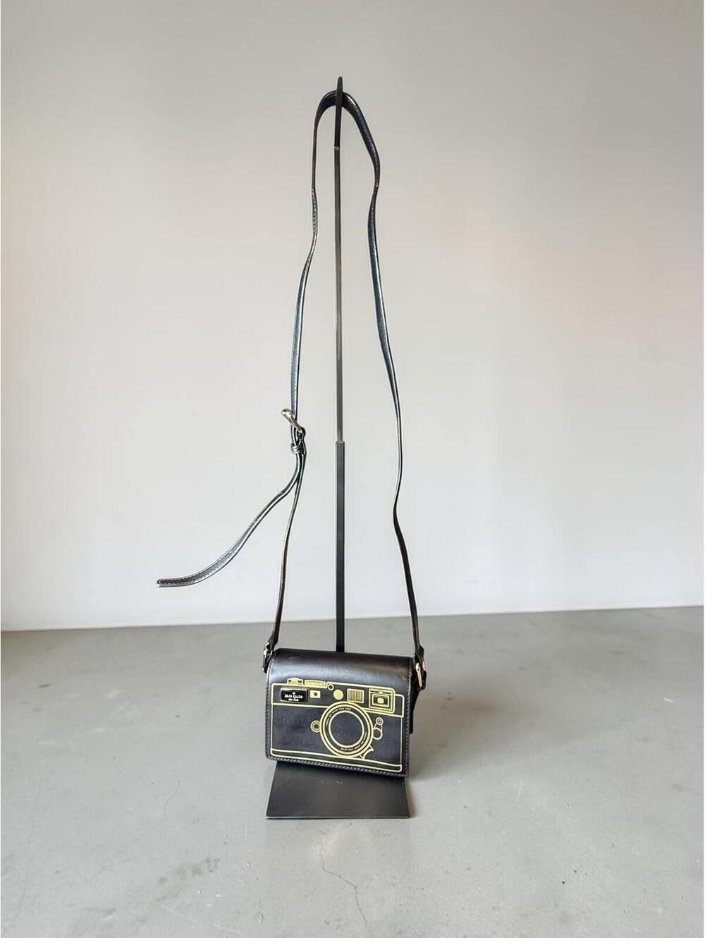 Kate Spade Lemon Street Gwen Camera Crossbody Bag Black Gold Novelty Rare - Picture 4 of 8